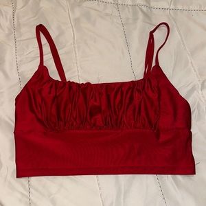 Shiny red crop top